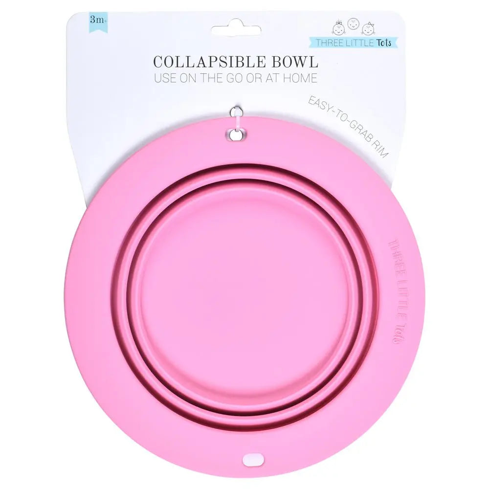 Three Little Tots Rose Collapsible Bowl for Travel or Home - 