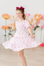 Mila & Rose ® Rose Garden Smocked Ruffle Dress For Girls Party Wear - Everetts Place Boutique - 