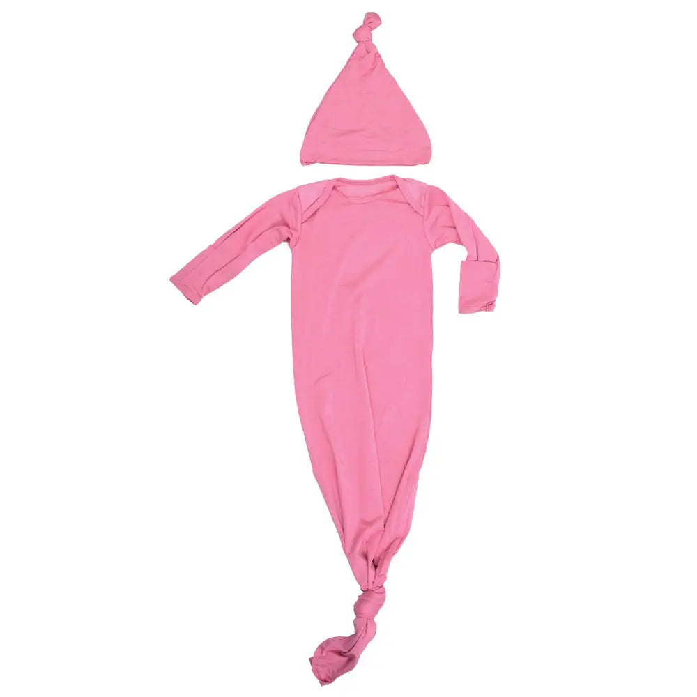 Three Little Tots Rose Knotted Newborn Baby Gown - 