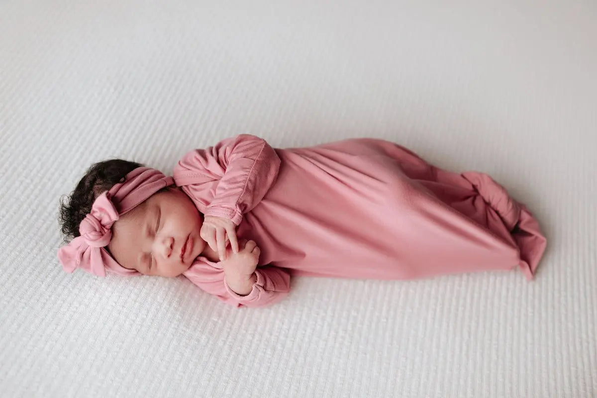 Three Little Tots Rose Knotted Newborn Baby Gown - 