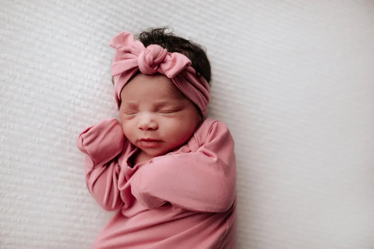 Three Little Tots Rose Knotted Newborn Baby Gown - 