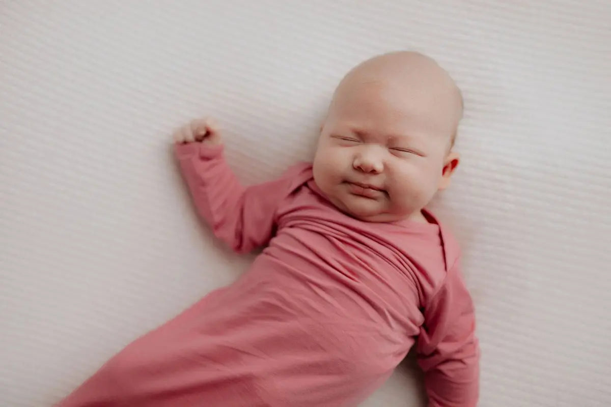 Three Little Tots Rose Knotted Newborn Baby Gown - 