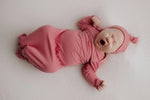 Three Little Tots Rose Knotted Newborn Baby Gown - 