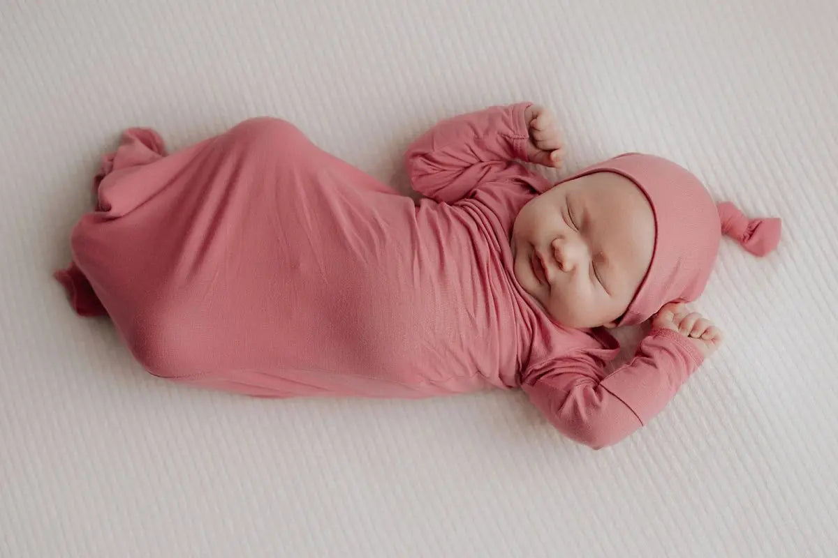 Three Little Tots Rose Knotted Newborn Baby Gown - 