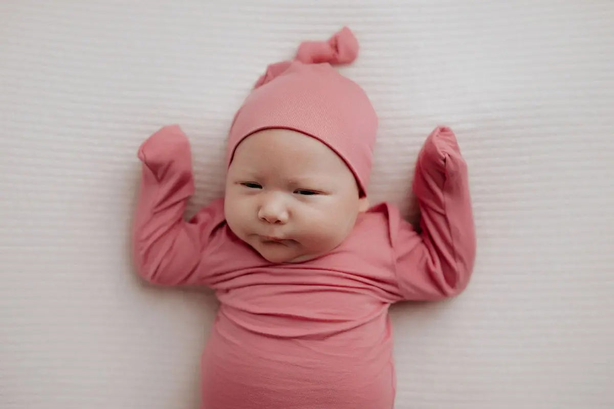 Three Little Tots Rose Knotted Newborn Baby Gown - 