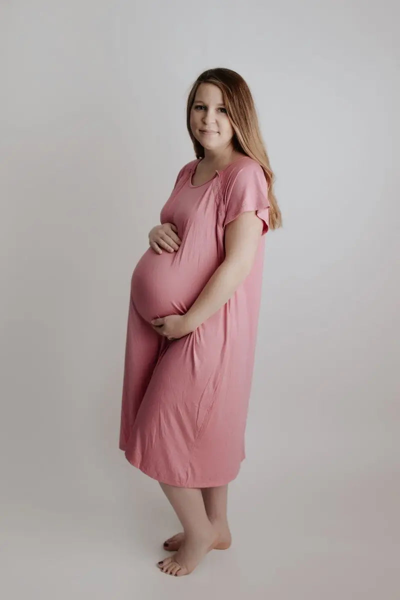 Three Little Tots Rose Mommy Labor and Delivery Nursing Hoospital Gown - 