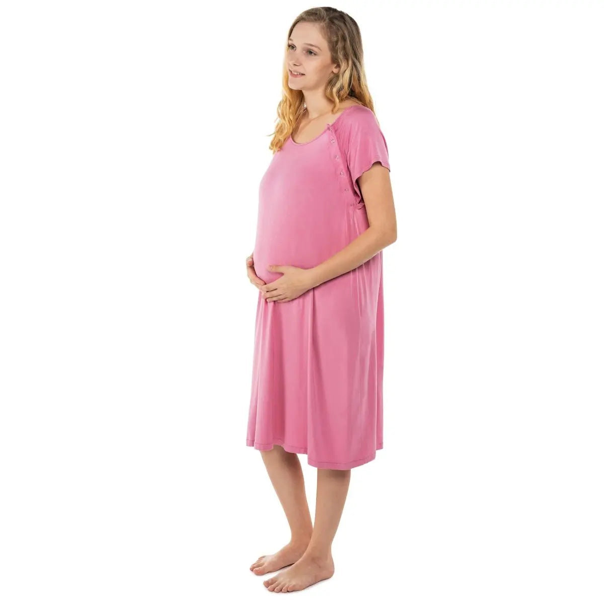 Three Little Tots Rose Mommy Labor and Delivery Nursing Hoospital Gown - 