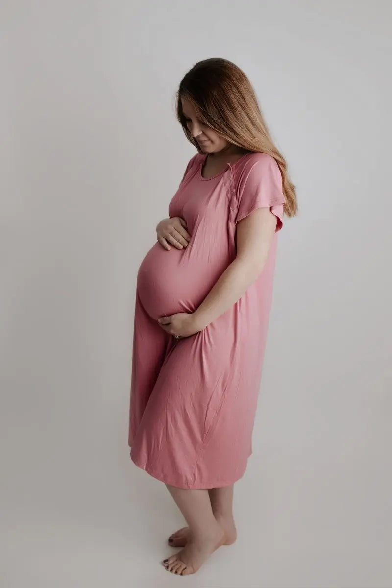 Three Little Tots Rose Mommy Labor and Delivery Nursing Hoospital Gown - 