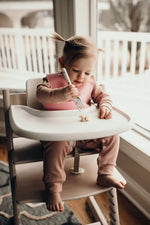 Three Little Tots Rose Silicone Bib with Crumb Catcher - 