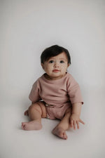 Three Little Tots Rose Summer Waffle Top & Bottom Set - 