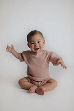 Three Little Tots Rose Summer Waffle Top & Bottom Set - 