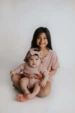 Three Little Tots Rose Summer Waffle Top & Bottom Set - 