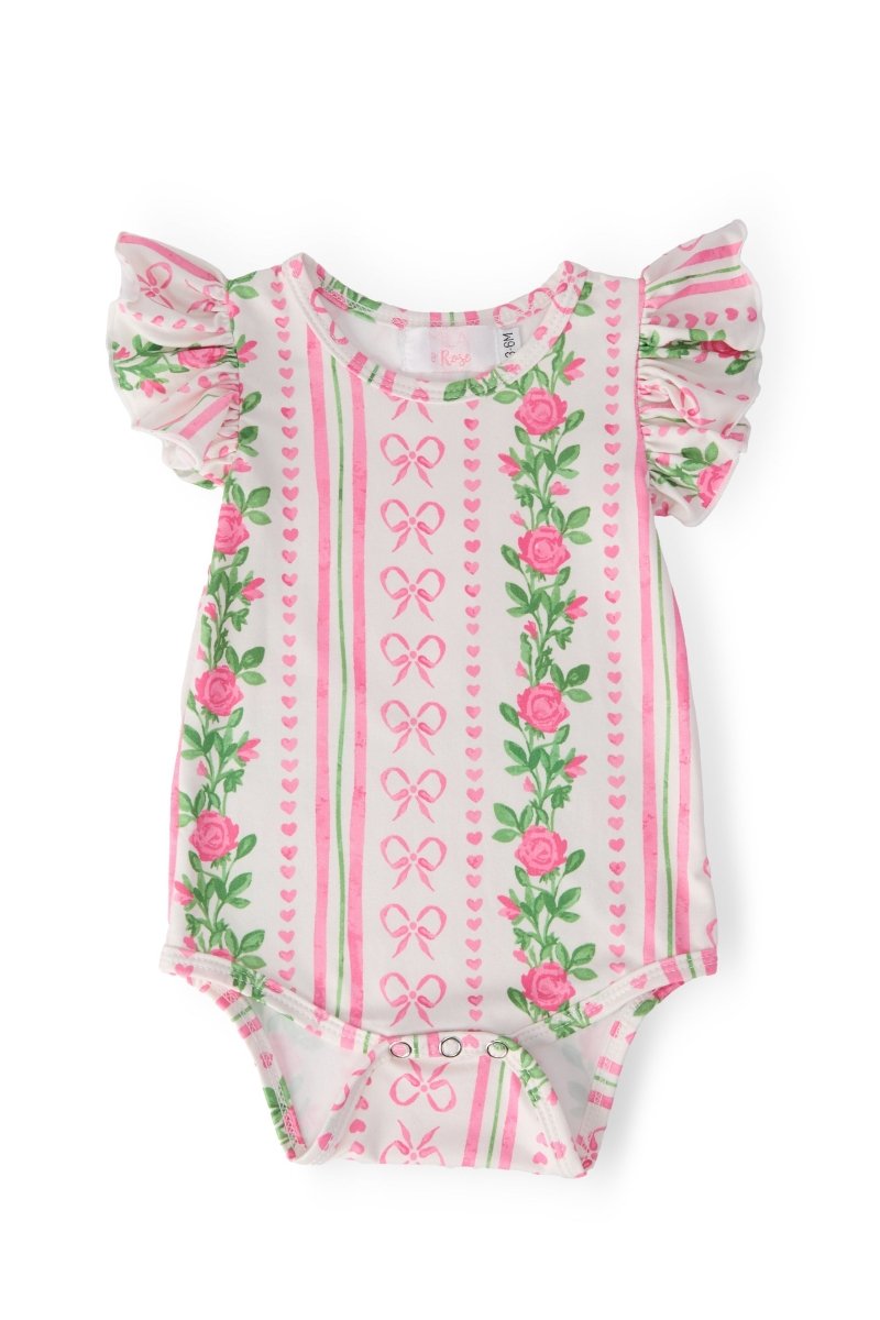 Mila & Rose ® Rosebud Bows Flutter Bodysuit for Baby Girls Spring Summer - Everetts Place Boutique - 