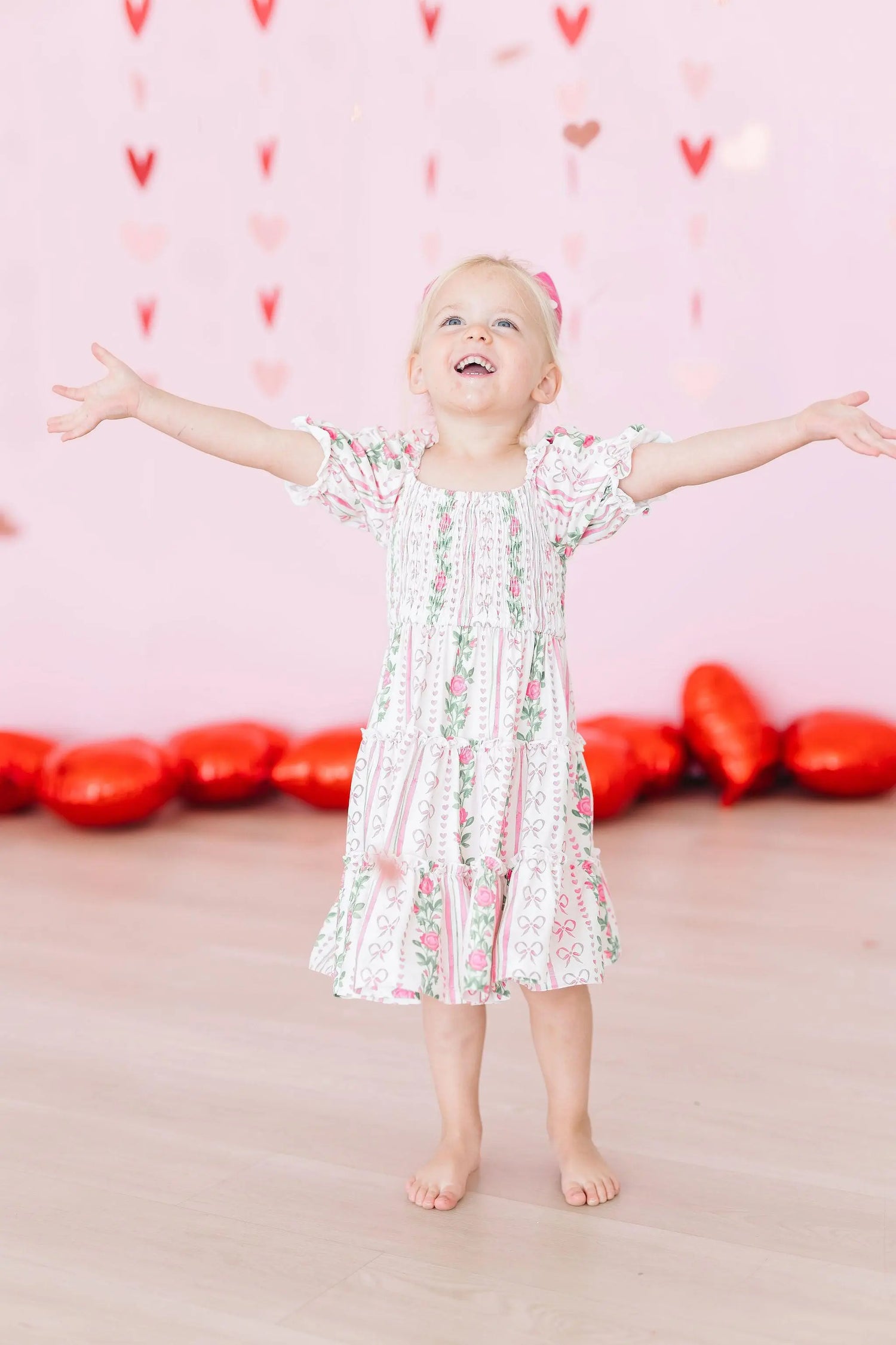 Mila & Rose ® Rosebud Bows Smocked Ruffle Dress For Girls Mila Rose - Apparel & Accessories > Clothing > Dresses Smocked Ruffle Dress