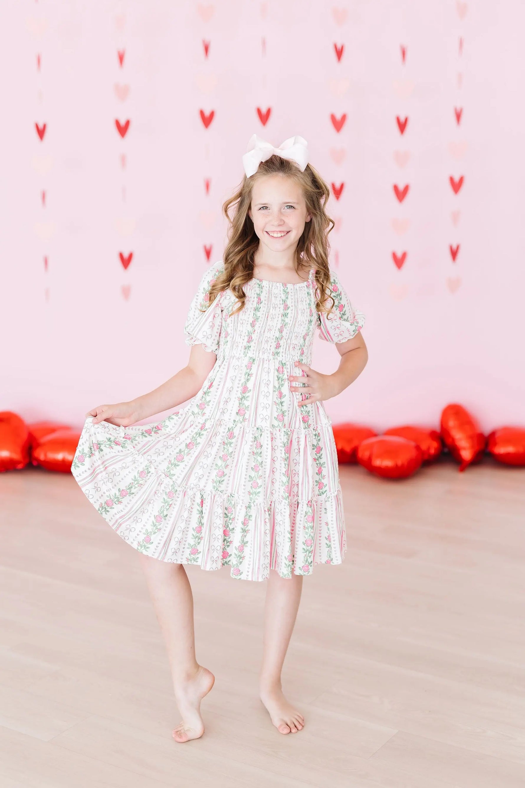 Mila & Rose ® Rosebud Bows Smocked Ruffle Dress For Girls Mila Rose - Apparel & Accessories > Clothing > Dresses Smocked Ruffle Dress