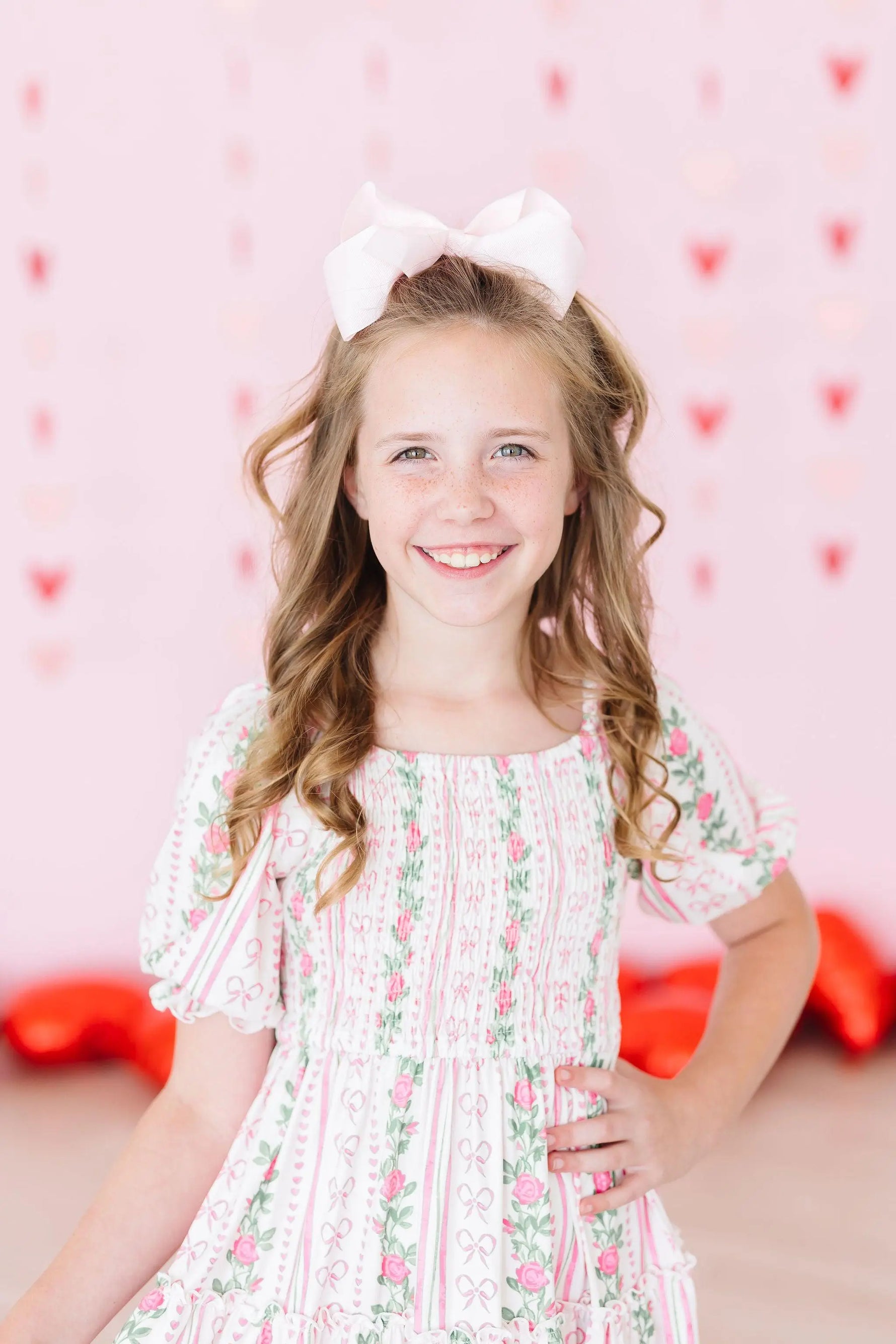 Mila & Rose ® Rosebud Bows Smocked Ruffle Dress For Girls Mila Rose - Apparel & Accessories > Clothing > Dresses Smocked Ruffle Dress