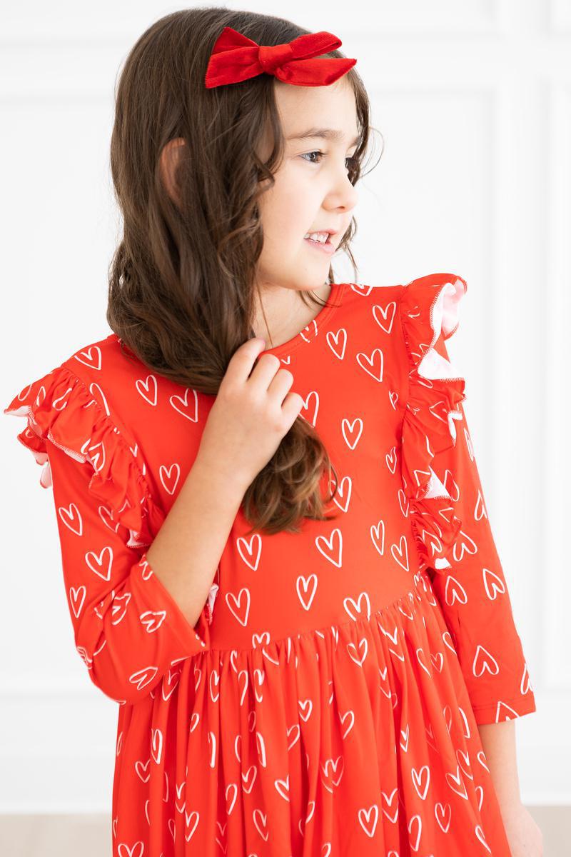 Mila & Rose ® Roses Are Red Ruffle Twirl Dress Soft Girls Party Outfit - Everetts Place Boutique - 