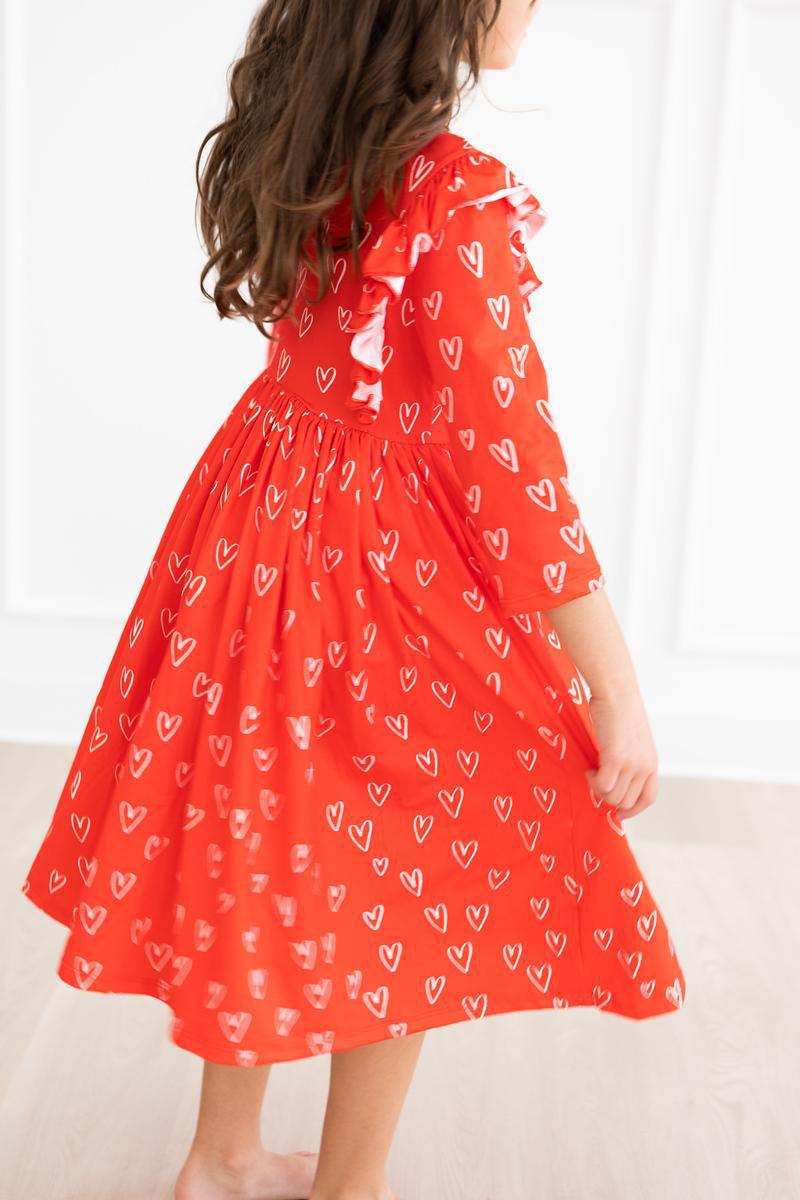 Roses Are Red Ruffle Twirl Dress Soft Girls Party Outfit Mila & Rose ® Everetts Place: Online Boutique