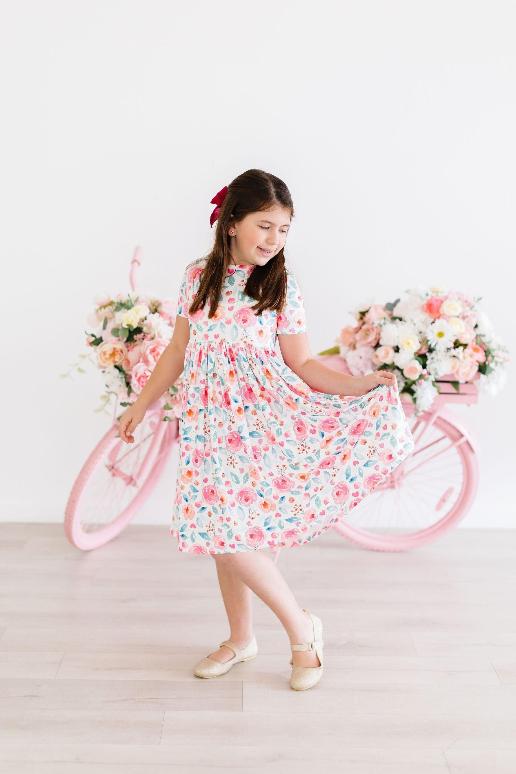 Rosettes Short Sleeve Pocket Twirl Dress Mila And Rose Mila & Rose ® Everetts Place: Online Boutique