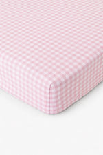 Rosey Pink Gingham Crib Sheet 100 Percent Cotton Fits 52 X 28 Inch Little Mae & Co 