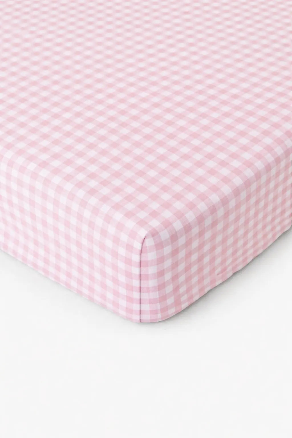 Rosey Pink Gingham Crib Sheet 100 Percent Cotton Fits 52 X 28 Inch Little Mae & Co 