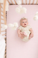 Rosey Pink Gingham Crib Sheet 100 Percent Cotton Fits 52 X 28 Inch Little Mae & Co 