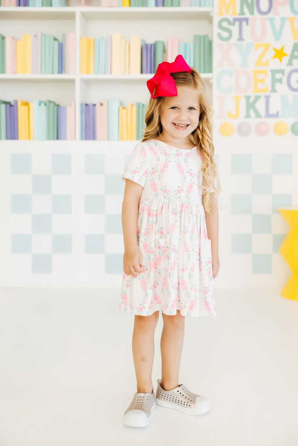 Mila & Rose ® Rosie Posie Short Sleeve Pocket Twirl Dress For Girls - Apparel & Accessories > Clothing > Dresses Twirl Pocket Dress S/S