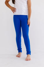 Mila & Rose royal blue organic cotton baby leggings.