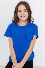 Mila & Rose ® Royal Blue Ruffle Pocket Tee For Girls Mila And Rose - Everetts Place Boutique - 