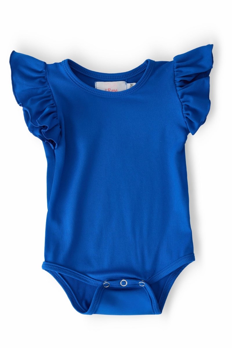 Mila & Rose ® Royal Blue Short Sleeve Flutter Bodysuit For Baby Girls - Everetts Place Boutique - 
