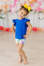 Mila & Rose ® Royal Blue Short Sleeve Ruffle Tee Mila And Rose For Women - Everetts Place Boutique - 