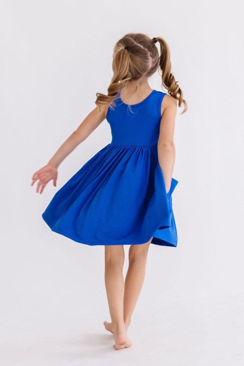 Mila & Rose ® Royal Blue Tank Pocket Twirl Dress For Toddler Girls - Everetts Place Boutique - 