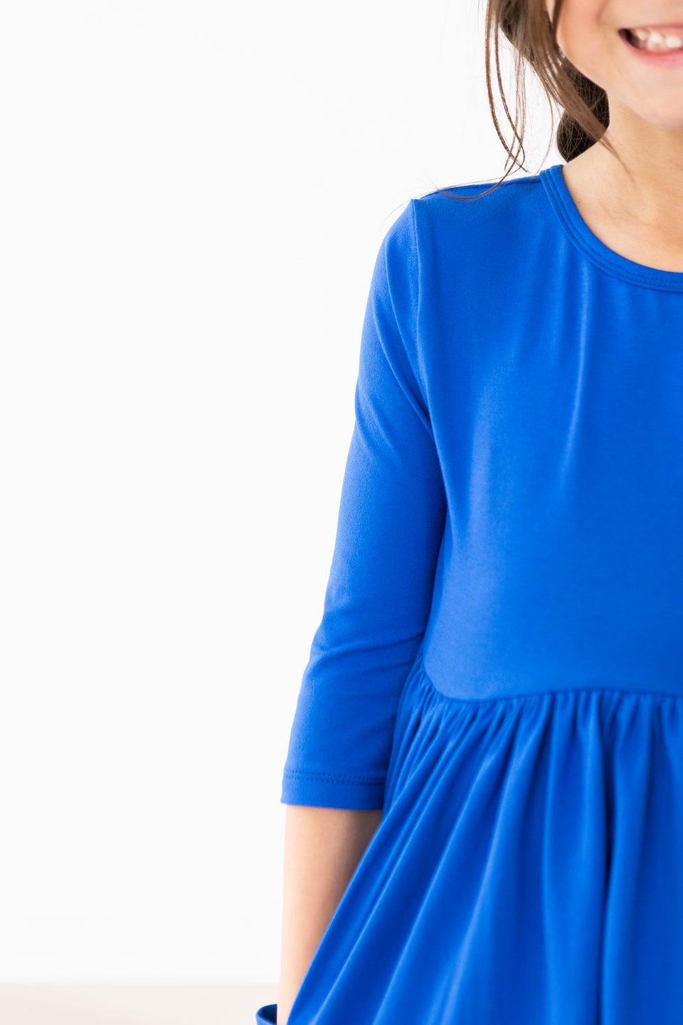 Royal Blue Three Quarter Sleeve Pocket Twirl Dress Toddlers Mila & Rose ® Everetts Place: Online Boutique