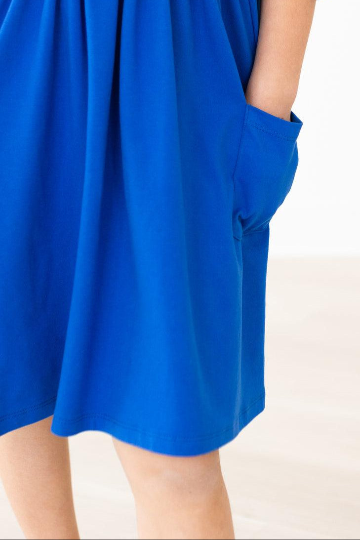 Royal Blue Three Quarter Sleeve Pocket Twirl Dress Toddlers Mila & Rose ® Everetts Place: Online Boutique
