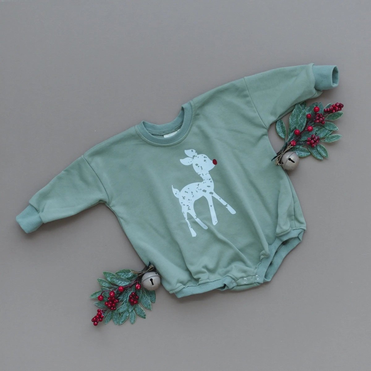 Little Joy Co. Rudolph Sweatshirt Romper - Everetts Place Boutique - 