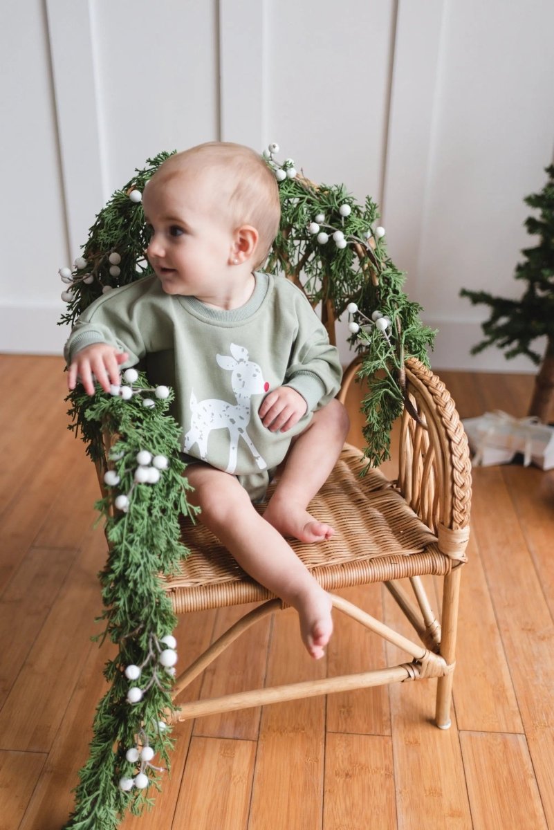 Little Joy Co. Rudolph Sweatshirt Romper - Everetts Place Boutique - 