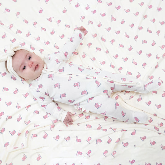 Ruffle Back Zipper Footie 2 Way Easy Diaper Changes Cozy Angel Dear Everetts Place: Online Boutique