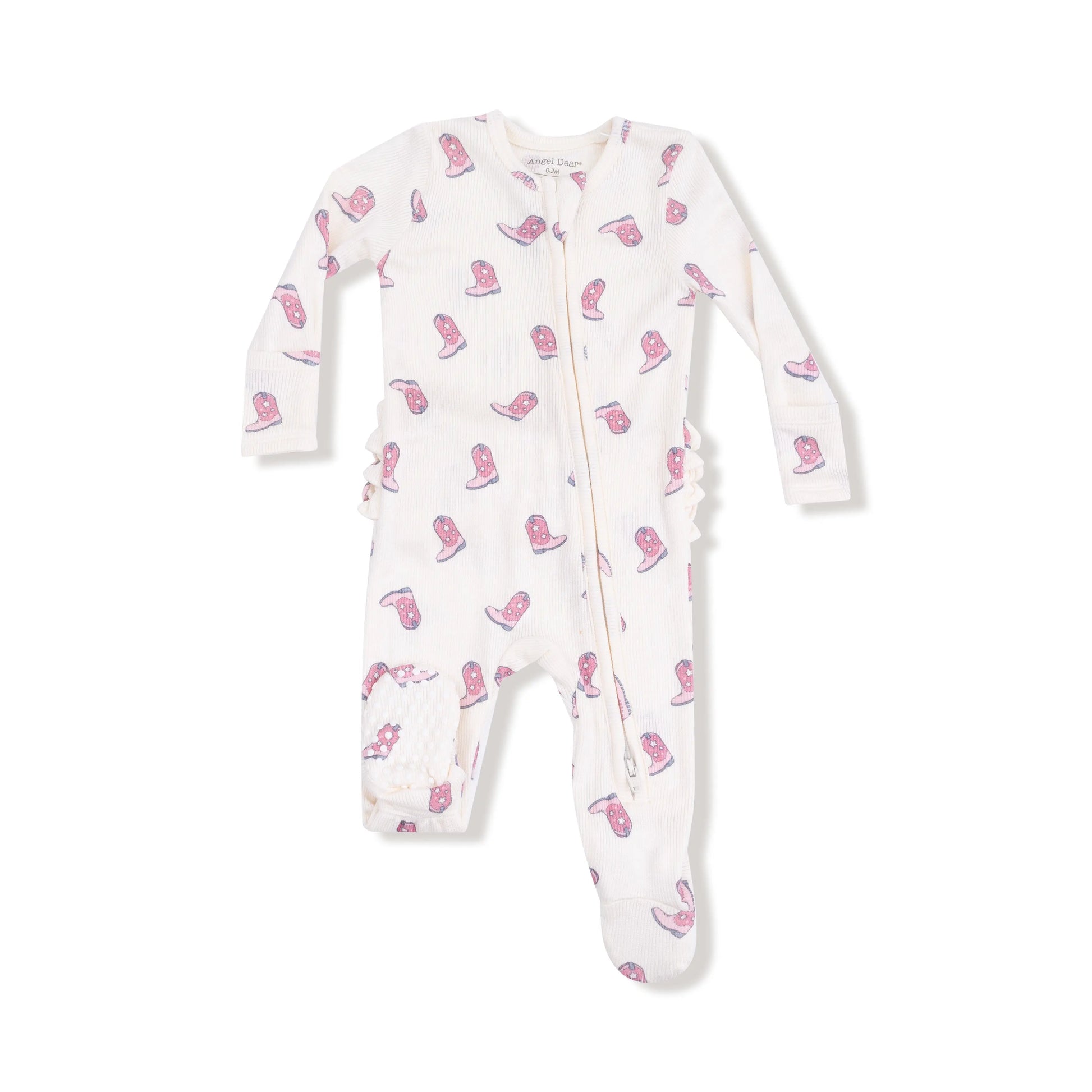 Ruffle Back Zipper Footie 2 Way Easy Diaper Changes Cozy Angel Dear Everetts Place: Online Boutique