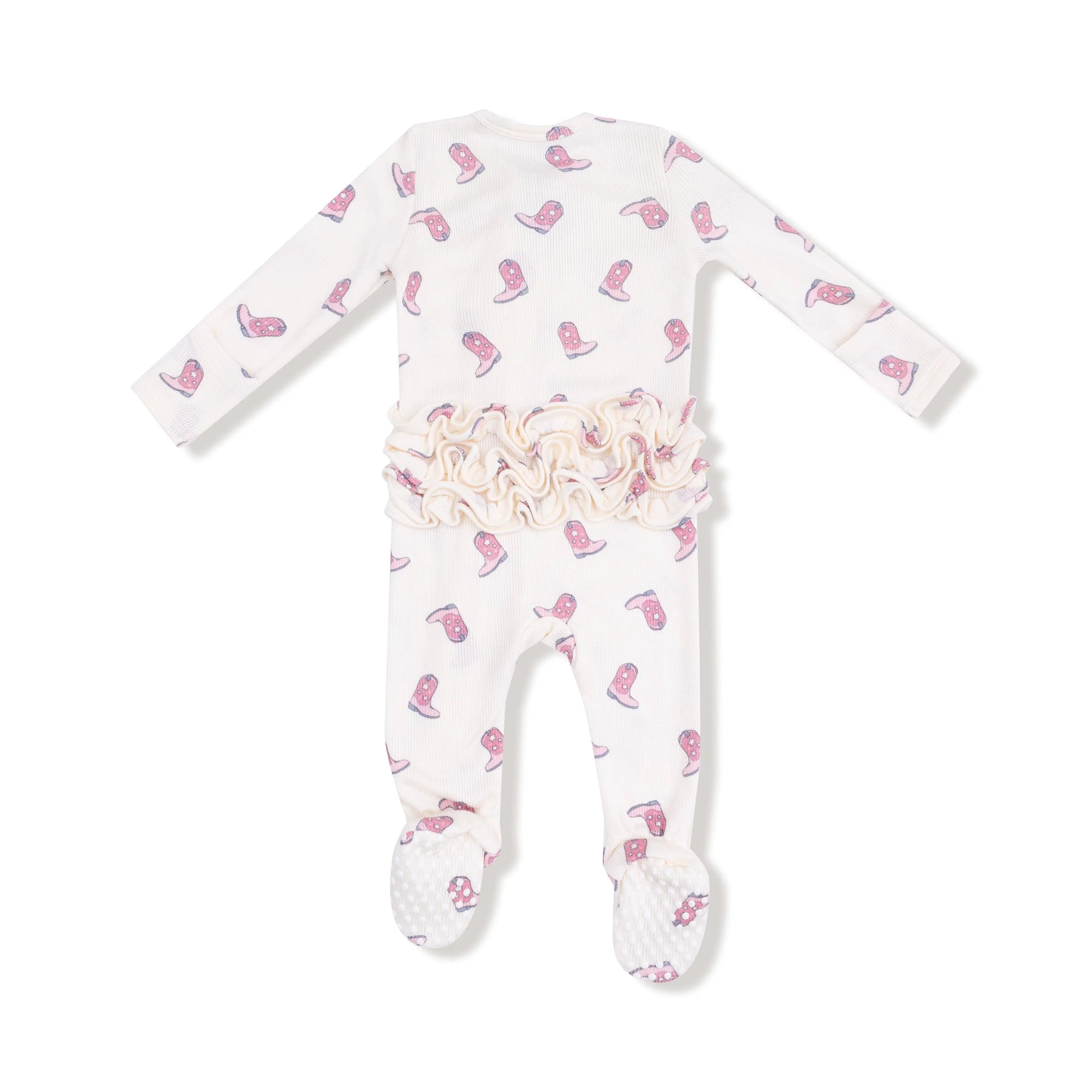 Ruffle Back Zipper Footie 2 Way Easy Diaper Changes Cozy Angel Dear Everetts Place: Online Boutique