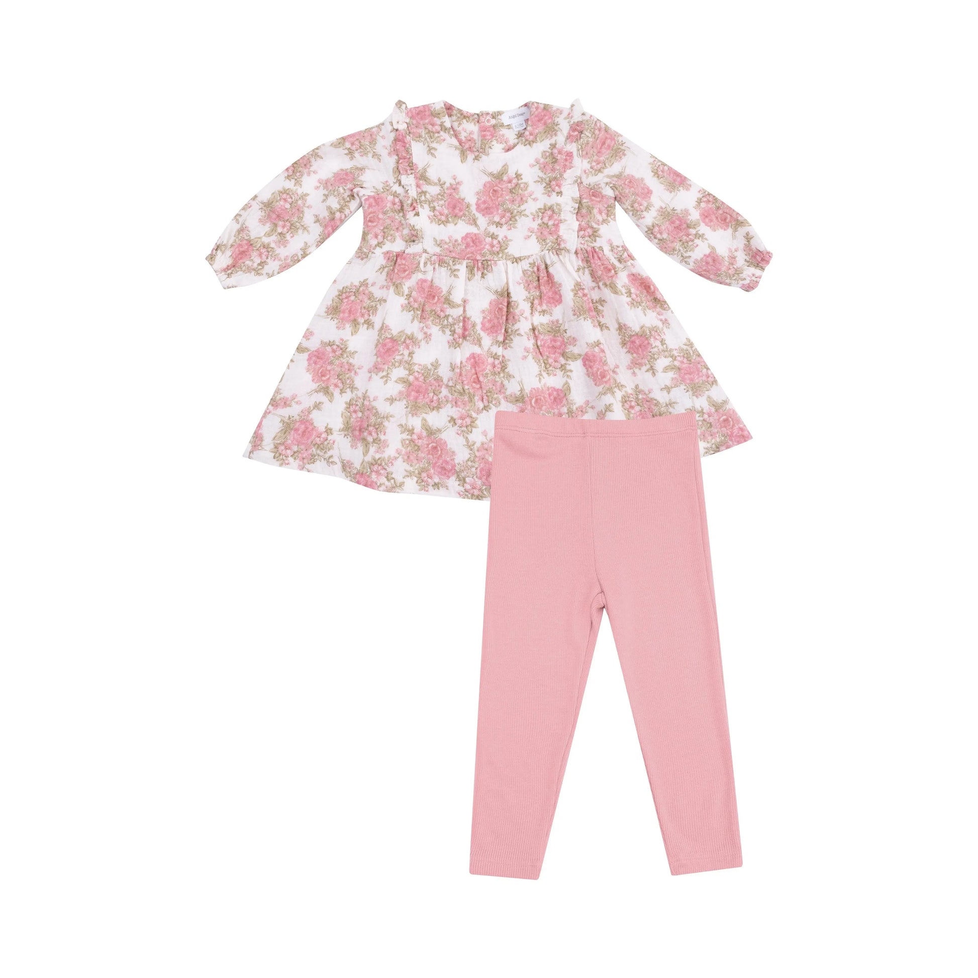 Ruffle Long Sleeve Dress And Ribbed Legging Set For Girls Angel Dear Everetts Place: Online Boutique