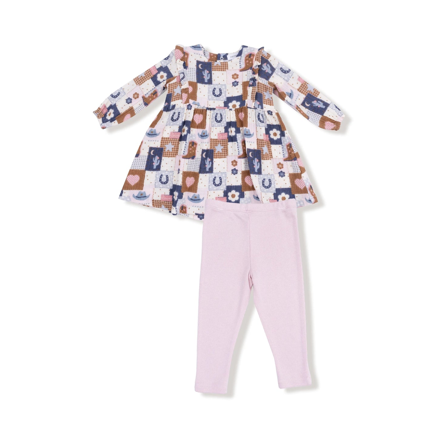 Ruffle Long Sleeve Organic Cotton Dress and Legging Set Angel Dear Everetts Place: Online Boutique