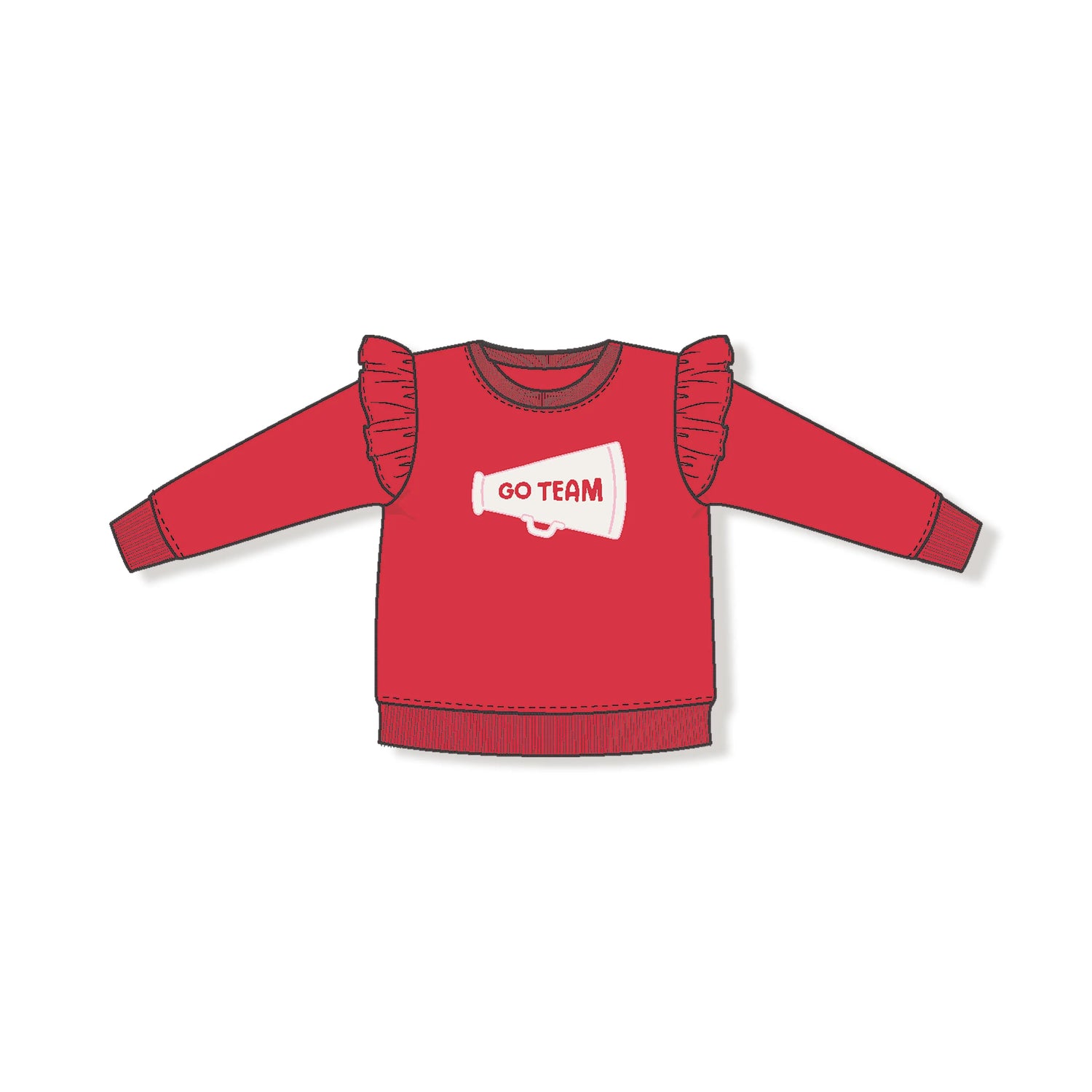 Angel Dear Ruffle Megaphone Sweatshirt for Kids Cheer Squad - Apparel & Accessories > Clothing > Baby & Toddler Clothing > Baby & Toddler Tops > Sweatshirts 411A
