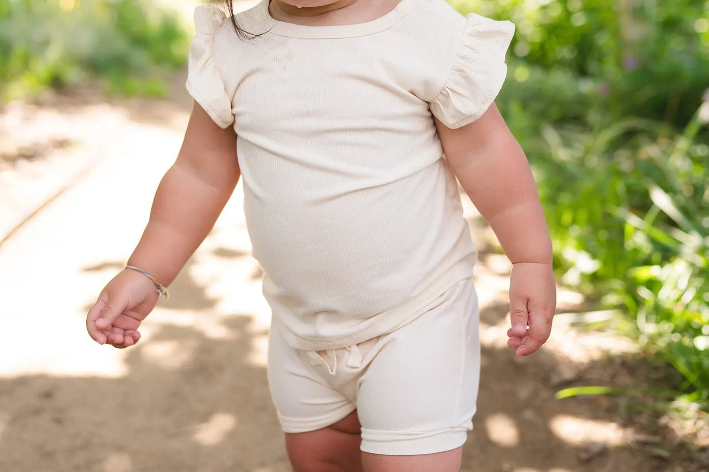 Ruffle Ribbed Short Set - Cream Harp Angel Boutique