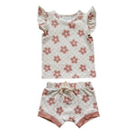 Harp Angel Boutique Organic Cotton Checkered Daisy Ruffle Short Set for Comfortable Girls - Apparel & Accessories > Clothing > Outfit Sets Set