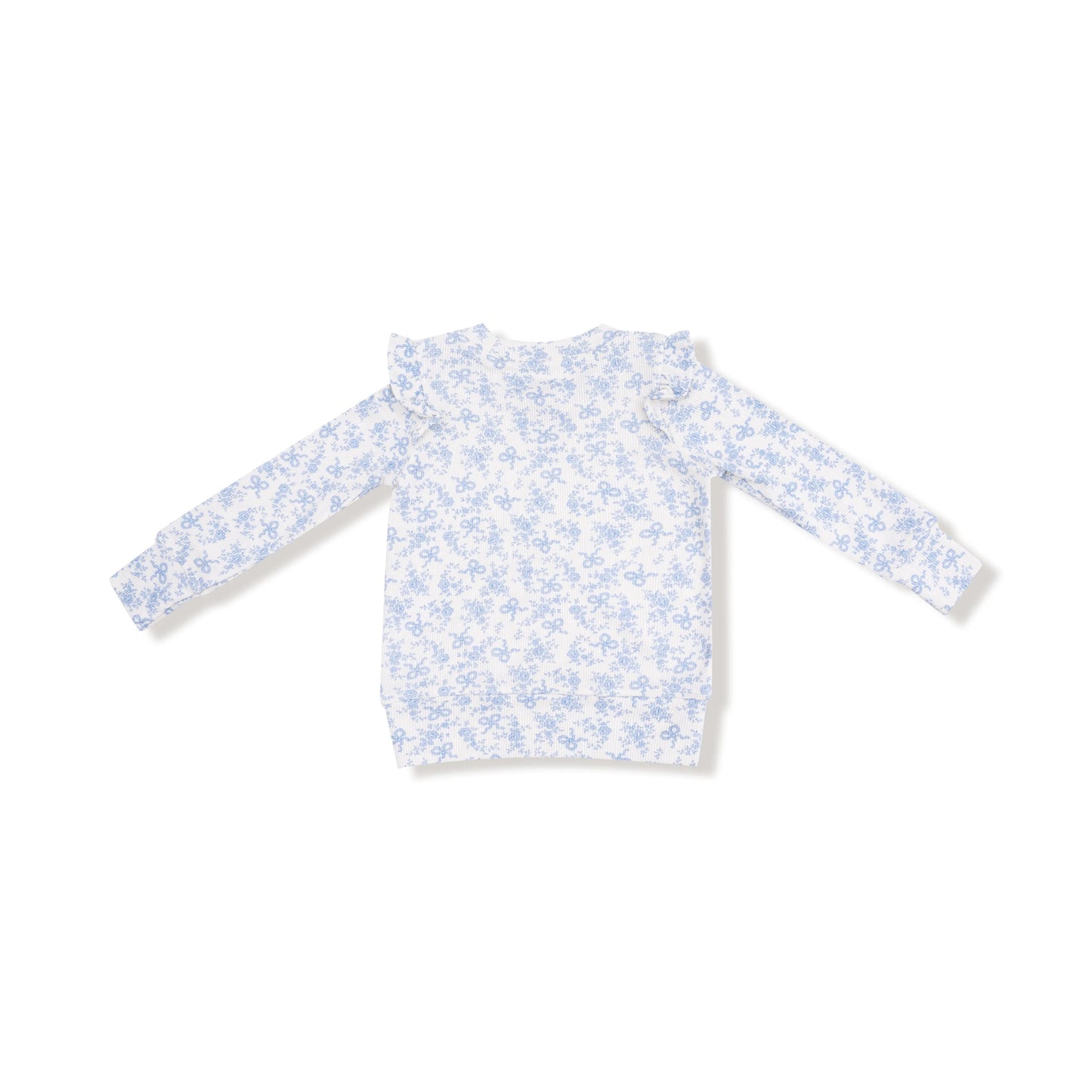 Ruffle Shoulder Rib Shirt and Waffle Flare Pant Set Angel Dear Everetts Place: Online Boutique