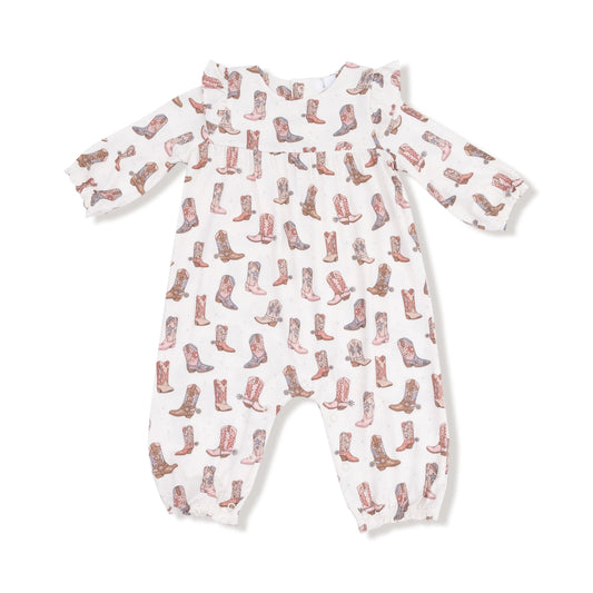 Ruffle Sleeve Romper Baby Girls Bamboo Viscose Angel Dear Angel Dear Everetts Place: Online Boutique