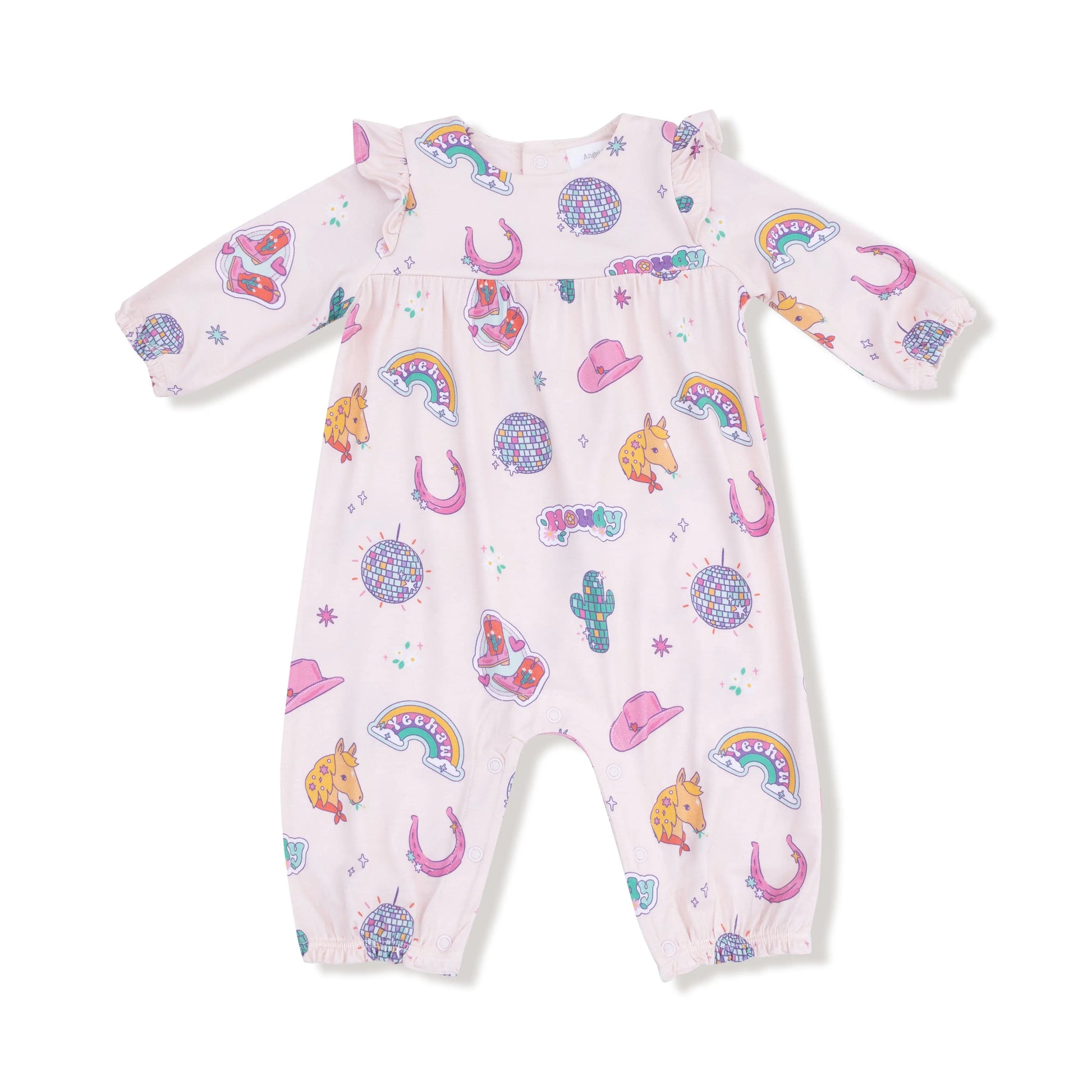 Ruffle Sleeve Romper For Baby Girls Soft Bamboo Viscose Angel Dear Everetts Place: Online Boutique