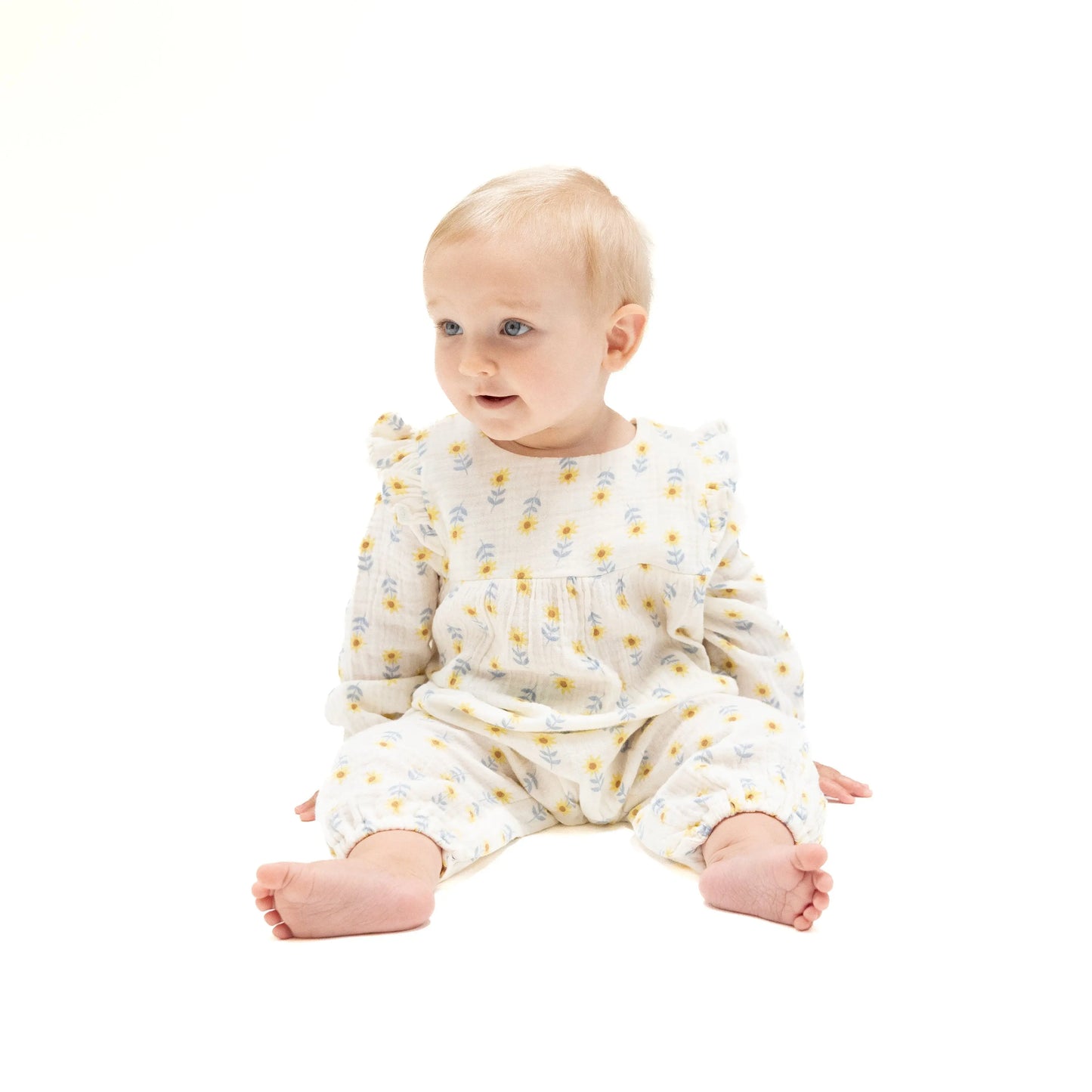 Ruffle Sleeve Romper Organic Cotton Muslin Baby Outfit Angel Dear Everetts Place: Online Boutique
