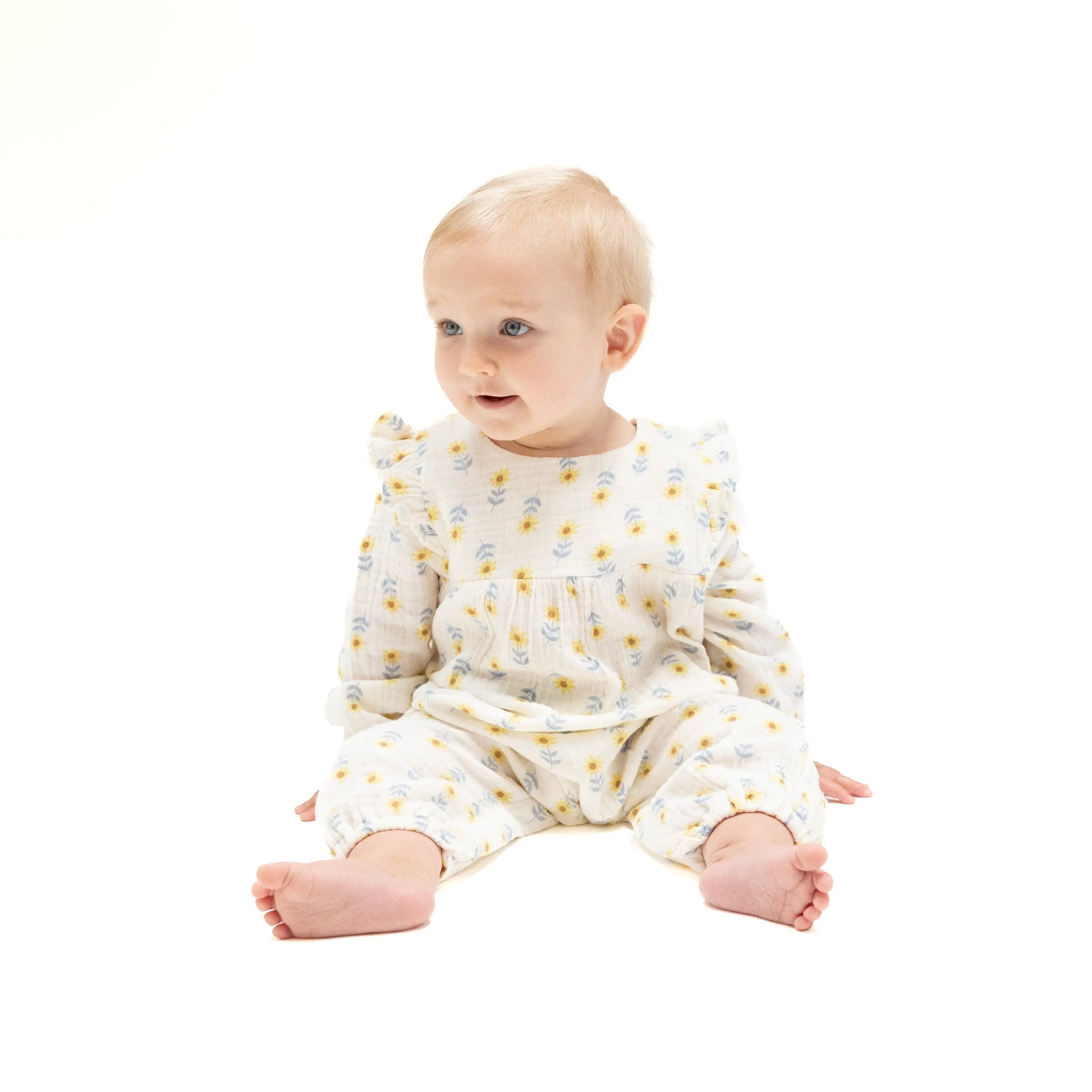 Ruffle Sleeve Romper Organic Cotton Muslin Baby Outfit Angel Dear Everetts Place: Online Boutique