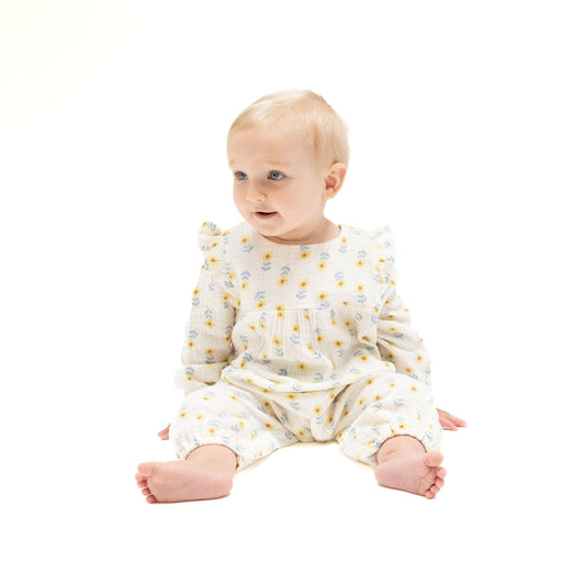 Ruffle Sleeve Romper Organic Cotton Muslin Baby Outfit Angel Dear Everetts Place: Online Boutique
